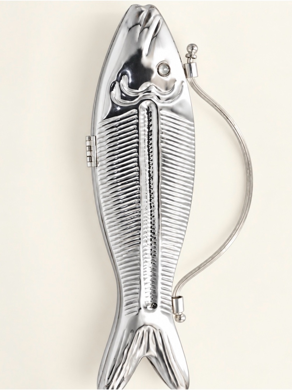 Silver Sculptural Fish Clutch – Handcrafted in India